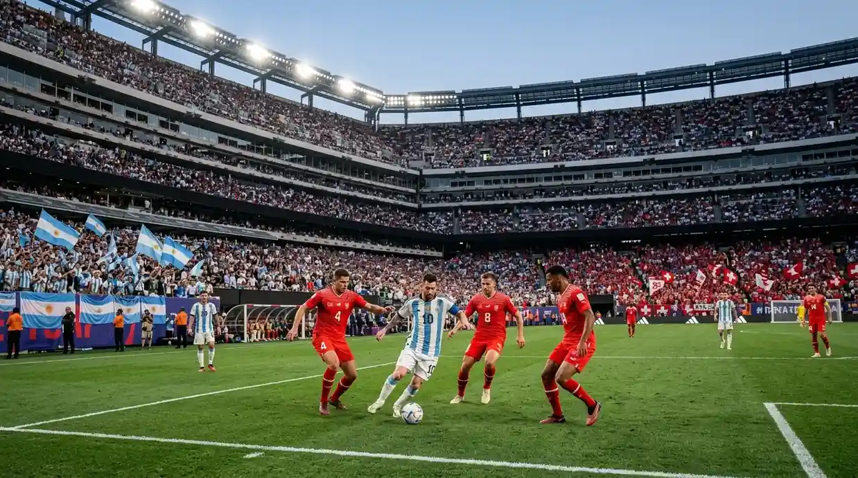 Argentína vs Švajčiarsko v štvrťfinále MS 2026 na Arrowhead Stadium v Kansas City